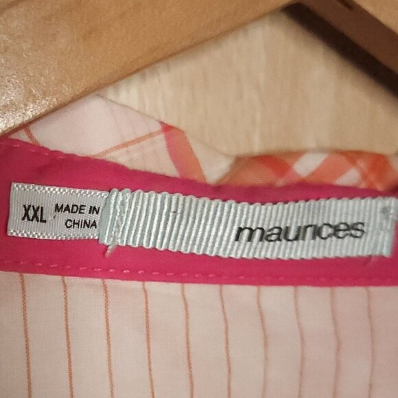 Maurices Pink Orange Plaid Lightweight Western Snap Down Shirt XXL - Picture 5 of 7